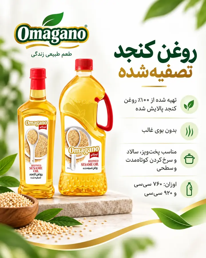 روغن کنجد تصفیه‌ شده اومگانو